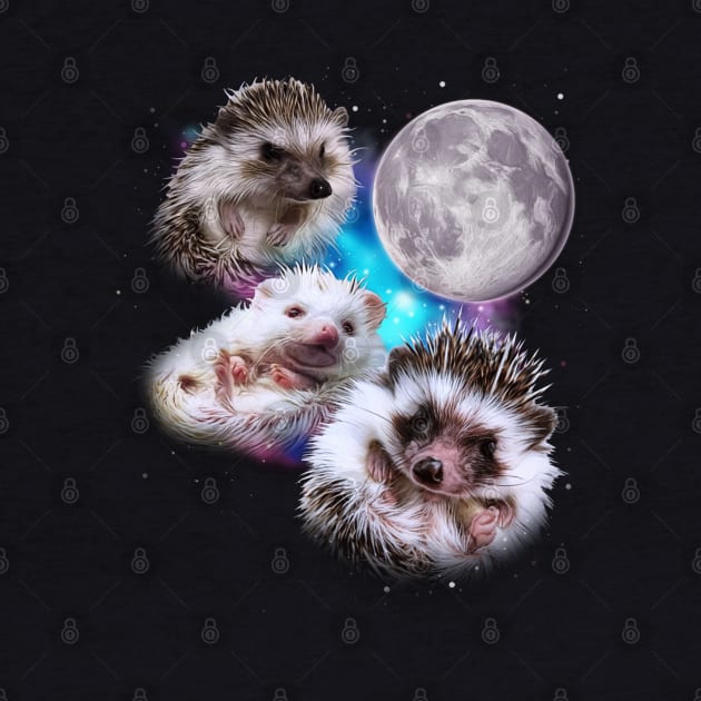 Three Hedgehogs Howl at the Moon by darklordpug